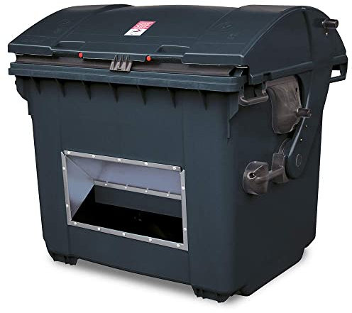 BRB Streugutbehälter 1100 Liter, grau, HDPE Kunststoff, mit Runddeckel, BxTxH 1365x1060x1150 mm, Aufnahme für Kammschüttung