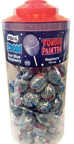 Vidal Zoom 50 x Tongue Painter Lollipops Blue Raspberry Sour 29 g