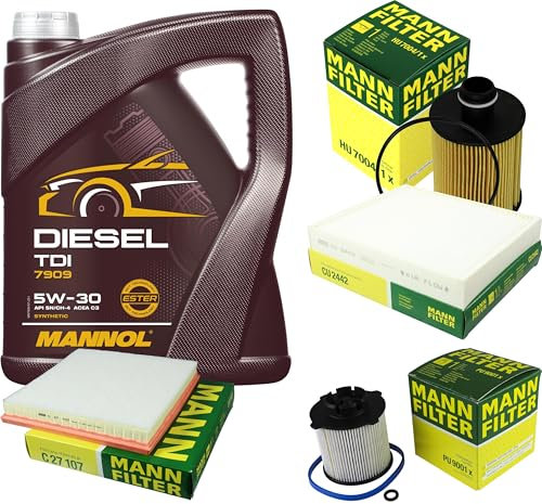 Filter Set Inspektionspaket 5 Liter MANNOL Motoröl Diesel TDI 5W-30 API SN/CF MANN-FILTER Luftfilter Innenraumfilter Ölfilter Kraftstofffilter