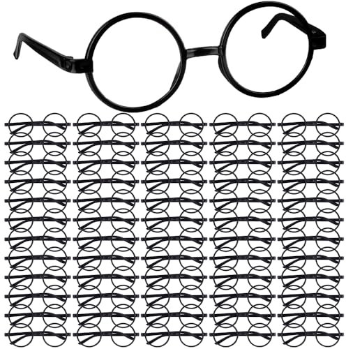 TUPARKA 60-teiliges Brillengestell-Set, rund, 30-teilig, Zauberbrille, rund, 30 Stück, Tattoos mit Blitzen für Kinder, Halloween, Cosplay, St. Patrick's Day