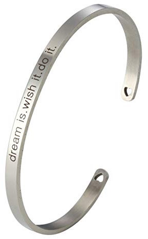 Daesar Damen Armband Partner Silber Dream is. Wish it. do it. Armreif Uhr Frauen Edelstahl Breit 4 MM