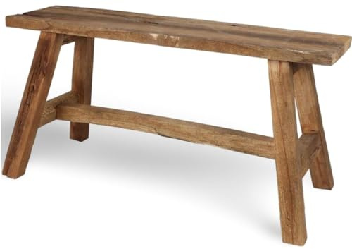 BURI Sitzbank Holz 90x45x35cm Holzbank Bank Flur Landhaus Pflanzenständer Blumenhocker Wohnzimmertisch Couchtisch Sofa Tisch Dekotisch Hocker Schuhe anziehen rustikal braun Eingangsbereich Flur Möbel