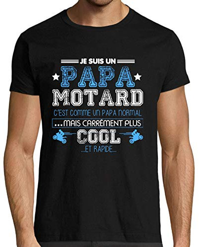 T-Shirt Homme Noir Papa Motard Idee Cadeau Moto (Noir, XL)