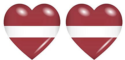 Akachafactory 2X Sticker Aufkleber Flaggen Flagge Fahne Herzen LV lettland