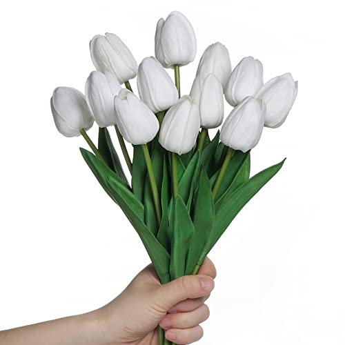 Anaoo 12 Stück künstliche Tulpen aus Latex, Blumenstrauß, künstliche Blumen, für Zuhause, Hochzeit, Party, Bürodekoration, Blumenarrangements,