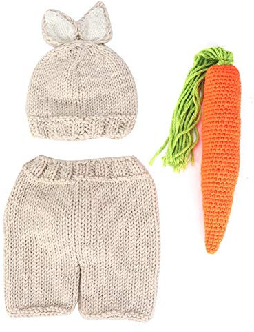 Zerodis Neugeborene Baby Fotografie Requisiten, dreiteiliger Kaninchenanzug Baby Soft Photography Wrap Prop