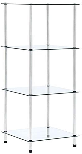 Tidyard Regal Glasregal Mehrzweckregal Aus starkem Hartglas und strapazierf?higem Edelstahl Mit Stauraum,Bücherregal Dekoregal Standregal,Sicherheitsglas, Edelstahl,Gr??enauswahl