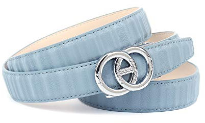 Anthoni Crown Damen Ledergürtel Gürtel, Himmelblau, 75