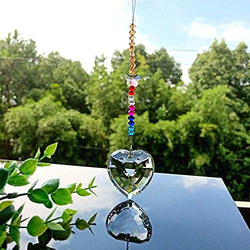 200MM Heart Shape Crystal Prisms DIY Sun Catcher Pendants Color Glass Beads Chandelier Crystals Home Decor Hanging Ornament