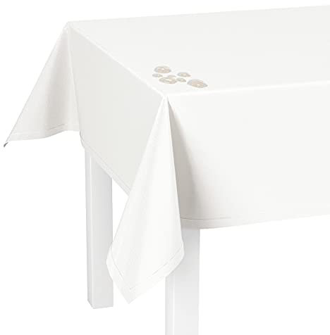 LILENO HOME Tischdecke abwaschbar [140x280cm] in Weiß - Gesäumte Polypropylen Gewebe Tischdecke wasserdicht mit Fleckschutz