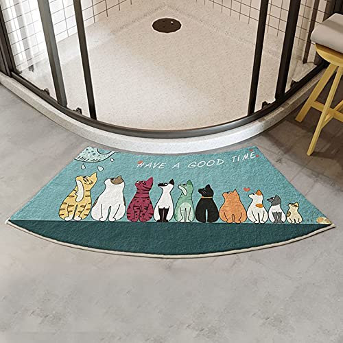 QIQIQ Duschvorleger Eckdusche Mikrofaser Badematte Runddusche 42x100cm Waschbar Badezimmerteppich Mikrofaser