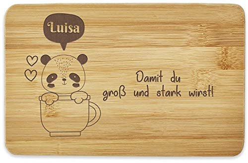 Bl4ckPrint Tagliere per la colazione per bambini, personalizzabile, con nome, tagliere con incisione, tagliere per la colazione per bambini, tagliere in legno personalizzato con simpatico motivo