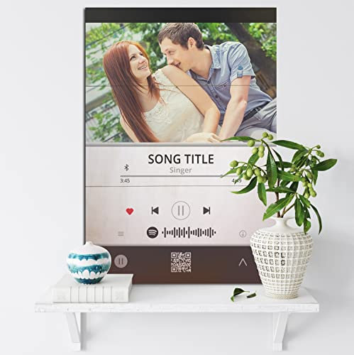 Sunnywall® Persönliches Holz-Bild Lieblings Song Music Cover selbst gestalten mit eigenem Foto | Foto auf Holzbild mit Fotodruck Text | Ideal als personalisiertes Geschenk | Ihr eigenes Foto A4 | A3