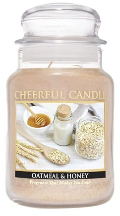 A Cheerful Giver - Oatmeal & Honey - Große Duftkerze im Glas mit Deckel - Fröhliche Kerze - 135 Stunden Kerzen Geschenke für Frauen Hellbraun