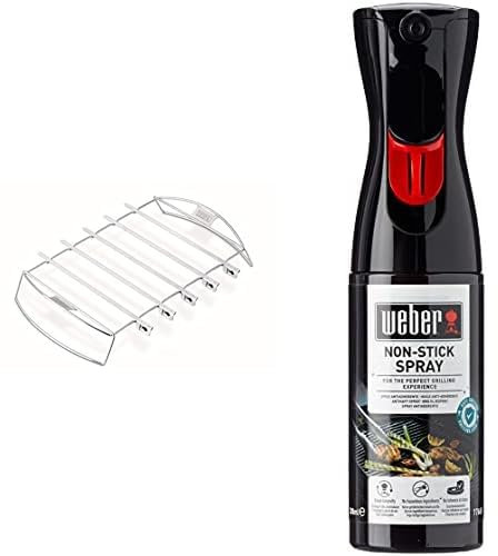 Weber Kebab Set | Weber BBQ Skewers & Kebab Rack Kit | fits Q2000 Series & Large Barbeques | Heavy Duty Holder | Cook & Serve Kebabs | Non-Stick Stainless Steel | Premium BBQ Accessories (6606)