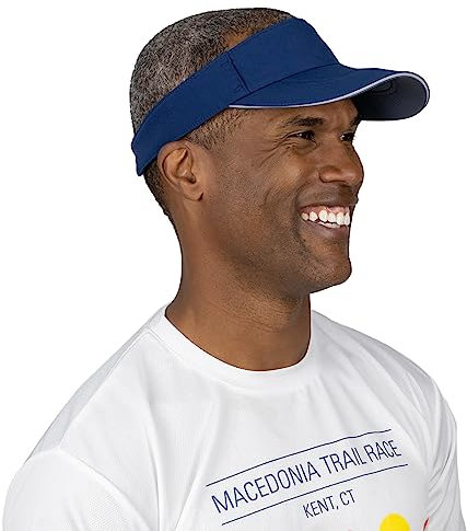 TrailHeads Men’s Sun Visor Hat for Running, Golf and Tennis - Recycled - Navy