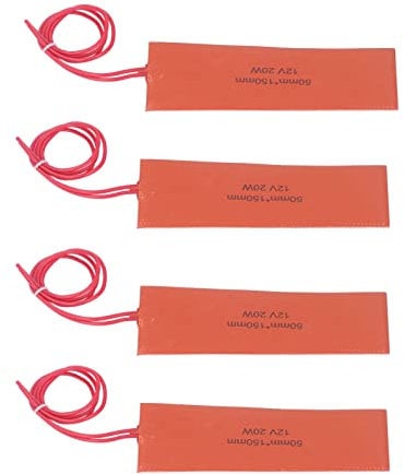 12V 20W Silicone Heating Pad, 4pcs Silicone Rubber Heater Pad Flexible Heater Mat for Industrial Equipment