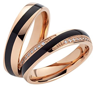 Eheringe Partnerringe Verlobungsringe Edelstahl mit Zirkonia + Gravur Antragsringe Trauringe Eheringe, Edelstahl
