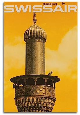 Vintage-Reise-Poster Goldener Minaret Irak Dekorative Malerei Leinwand Wand und Kunst Bild Familie Schlafzimmer Dekor 40 x 60 cm