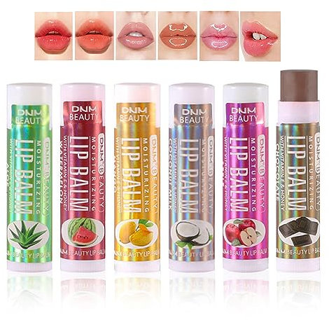 Holzsammlung Juego De BáLsamo Labial, Paquete De 6 De BáLsamo Labial TeñIdo, Humectante De Larga DuracióN, Brillo Labial Con Sabor A Fruta, Juego De Maquillaje De LáPiz Labial #03