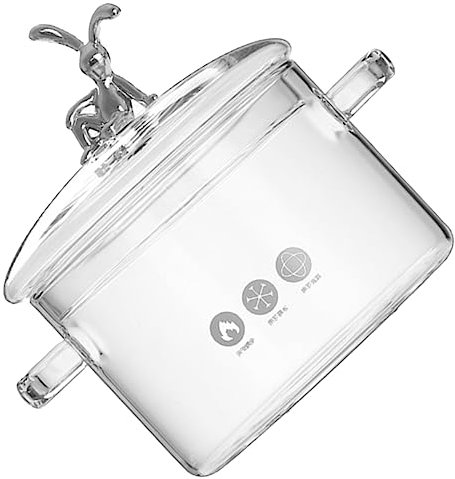 Mikinona Double-Eared Glass Pot Cooking Pot for Milk Stove Top Pot Simmer Pot 1500ML Stew Pot