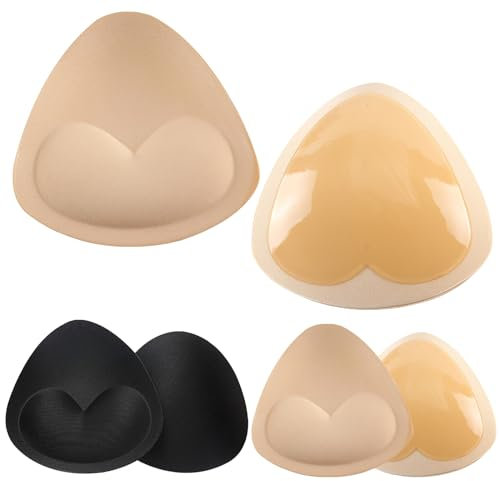 APOMOONS (Kit da 3 Paia) Imbottitura Spugna Rilievo Inserti Reggiseno Push Up per Costume da Bagno Bikini Donna (Taglia Unica,Nero Nudo)