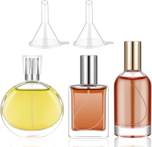 Domensi 3 Pcs Perfume Bottle Cute Liquor Flask for Women 1.69 oz Glass Wine Whiskey Flasks Portable Small Flask Drinks Containers with 2 Funnels for Bar Booze Alcohol Cruise Travel Concert Dorm Game