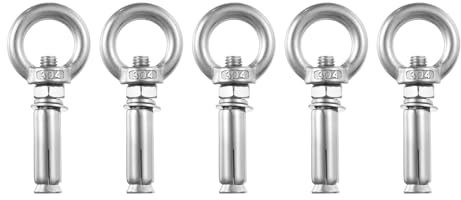 QUARKZMAN Ring-Lifting-Expansionsöse, 5 Stück M8x60mm 304 Edelstahl-Expansionschraube mit Ösenring für Beton- und Ziegelwände