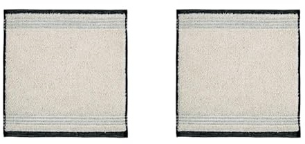 Möve Eden Seiftuch Biesenbordüre 30 x 30 cm aus 80% Baumwolle / 20% Leinen, Nature/Black (Packung mit 2)