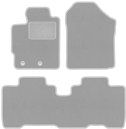 Velours-Fußmatten passend für Toyota Verso-S 2010-2015, Grau, Oslo | passend für Minivan; Velours-Teppich (Polypropylen), ca. 6,5 mm; rutschfest, ovale Befestigungen (Typ TL)