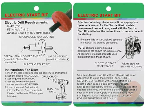Portable Jump Starter for Drill Power, Suitable for For lawn Mower Tiller Engine Bit Adapter