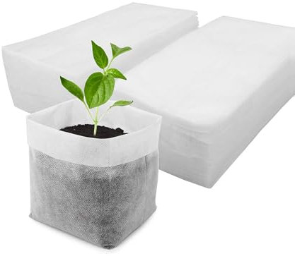Spotact 300 Pcs Plants Nursery Bags Non-Woven Seedling Grow Bags for Vegetables Flowers Fruits Trees Planting Transplant for Home Garden Pots (300, 20 * 20cm)