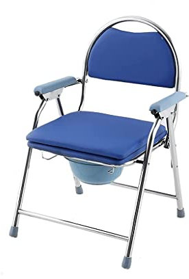 Toilettenhocker, zusammenklappbar, Leichter Toilettenstuhl, tragbar, zusammenklappbar, Nachtstuhl, Badezimmer-Toilettenstuhl mit Rückenlehne, Armlehne, höhenverstellbarer Duschstuhl, Camping