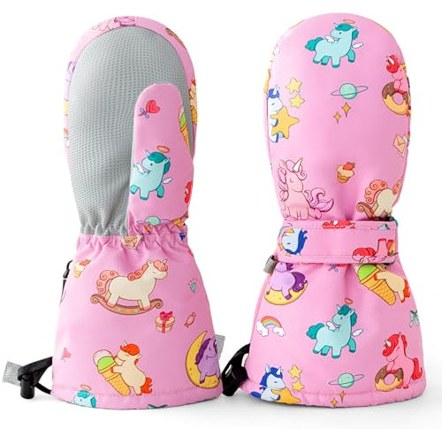 Vihir Kinderhandschuhe Fäustlinge Kinder Wasserdicht Skihandschuhe Kinder Winterhandschuhe Kinder Winddicht Warm Atmungsaktiv für Jungen und Mädchen von 2 bis 10 Jahre