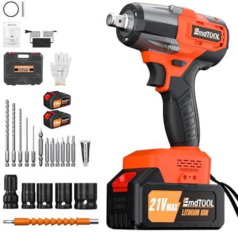21V Cordless Impact Wrench Kit | 550NM (406 ft-lbs) | Fast Charge | LED Light | 3-in-1 Impact Gun | 3.0A Li-ion Battery | 16 PCS Accessories Brushless Electric Wrench for DIY, Car, Home