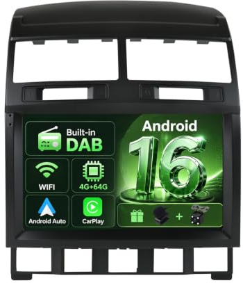 MISONDA Eingebautes DAB+ 9 Zoll IPS Android 16 Doppel DIN Autoradio Für VW Touareg 7L (2002-2010) Rückkamera |4G+64G| Carplay| DSP| Unterstützt WiFi/BT5.0/USB/MirrorLink/SWC/FM/AM/RDS