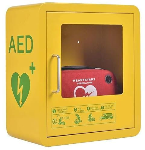 AED-Schrank, AED-Defibrillator-Aufbewahrungsbox zur Wandmontage mit Schnappverschluss, Metallstahlplatte und passend für die meisten AED-Modelle, für Notfälle zu Hause, im Büro und an öffentlichen O
