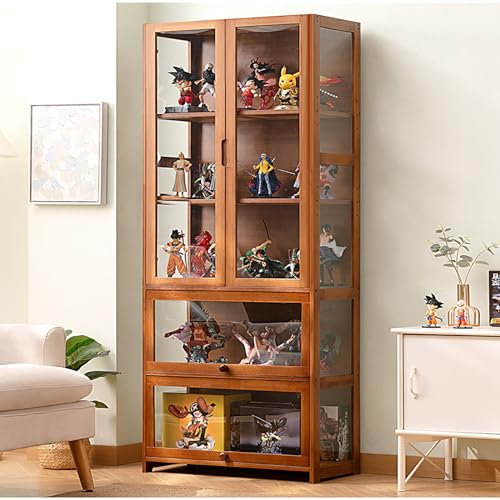 YFWOKSL Vitrine, Vitrine, Sammlungsvitrine, Kuriositätenkabinett, Sammlerstücke, Spielzeug-Organizer, Gestell und Ausstellungsregal, hochtransparentes Acryl auf DREI Seiten, verstellbare Bodenhöhe,