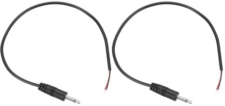 DMiotech 2PCS 3.5mm 1/8 Male Plug Jack Connector Audio Cable 2 Pole Mono Aux Cable Replacement Repair Bare for Headphone Headset Earphone 0.3M/1Ft Black