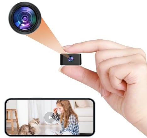 Mini Kamera - 1080P Indoor Úberwachung Mini-Kamera - Ultra-Weitwinkel WLAN Camera mit Bewegungserkennung, Mobile APP-Echtzeitanzeige, Wiederaufladbare Mini Camera Tragbares USB-C Videotaping-Gerät