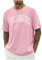 UHouse Tee Shirt Homme Ete T-Shirts à Manches Courtes Oversized Tshirt Long Coton Col Rond Los Angeles Teeshirt Grande Taille Y2k Habit Lâche Vêtements D'Été Leger Warehouse Rose S
