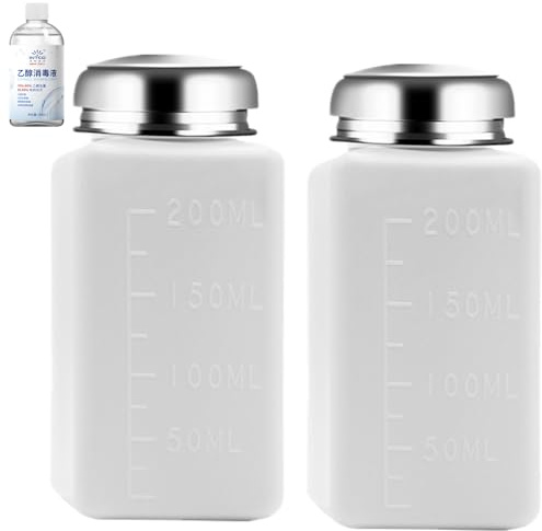 2 Pcs Liquid Push Alcohol Dispenser Solder Flux Bottle Cleaner Push Down Pump Dispenser for Acetone Cleanser Polish Remover, 200ml