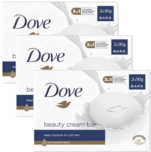 Dove Beauty Cream Bar Klassische Seife, feuchtigkeitsspendend, 2 x 90 g, 3 Stück