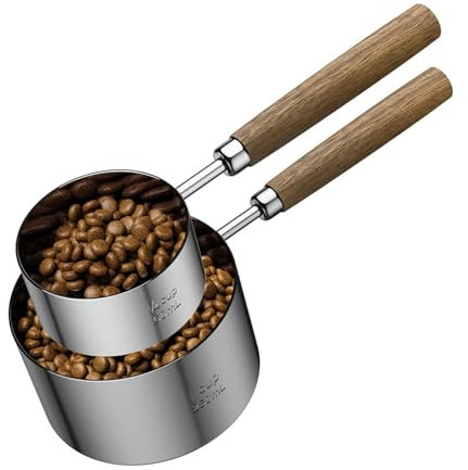 Giwnhvx per per Cani in Acciaio Inossidabile con Misurino da Due Confezioni: 1 Tazza e 1/4 Tazza, per Porzionare in Modo Preciso I Pasti degli Animali Domestici, Facile da Usare