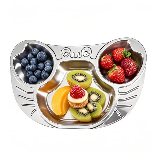 Zuzer Assiettes pour Enfants en Acier Inoxydable 304,Bol Bebe,Assiettes Divisées pour Garçons et Filles