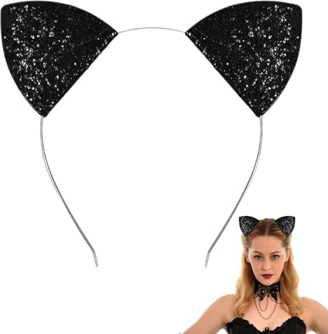 LUYANFX Katzenohren Haarreif, Katzenkostüm Damen Haarreif, Katzen Kostüm Damen Katzenohren Haarreifs und Halsband,für Halloween,Karneval,Kostümfest,Cosplay