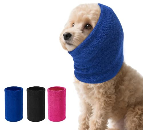 SLSON Bandeau Chien Oreille,Cache-Oreilles pour Chien,Soulager l'anxiété des Animaux,Anti Bruit,Apaiser Les Oreillettes pour Le Tonnerre,Foudre,Feux d'artifice,Bain(Bleu, S)
