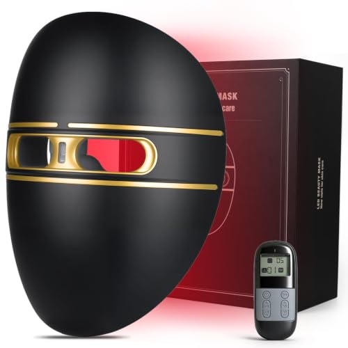 Auxoliev Cordless LED Face Mask with 4 Modes Blue & Pink & Infrared Lights Anti-Ageing Skin Care for Face with Eye Protection for Acne Treatment and Wrinkle Reduction