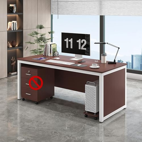 Grand bureau de bureau moderne avec étagères de rangement et tiroirs – Table d'ordinateur élégante pour la maison, le bureau, les entreprises (D 160 x 80 x 74 cm)
