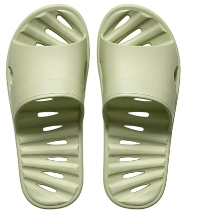JoWebb Shower Slippers for Women Men, Quick-Drying Shower Shoes, Anti-Slip Slippers for Bath Swimming Pool Summer Beach Sandals Light Green 6/7 UK